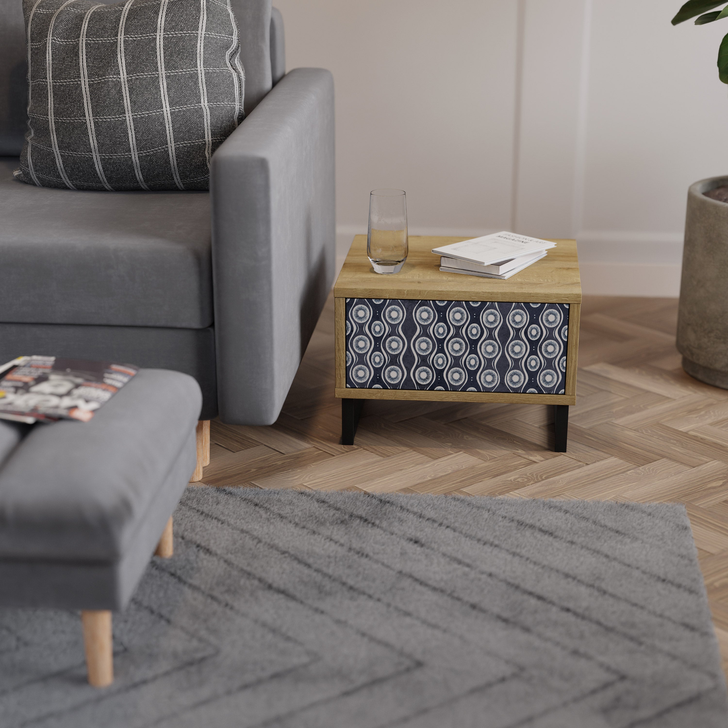 GRAPHITE EYES Nattduksbord i ekeffekt