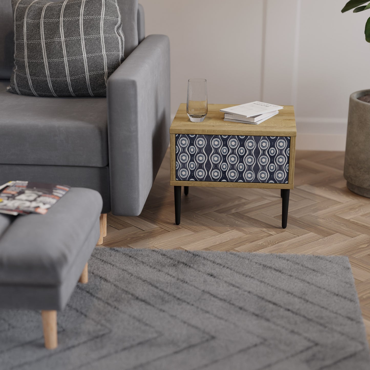 GRAPHITE EYES Nattduksbord i ekeffekt