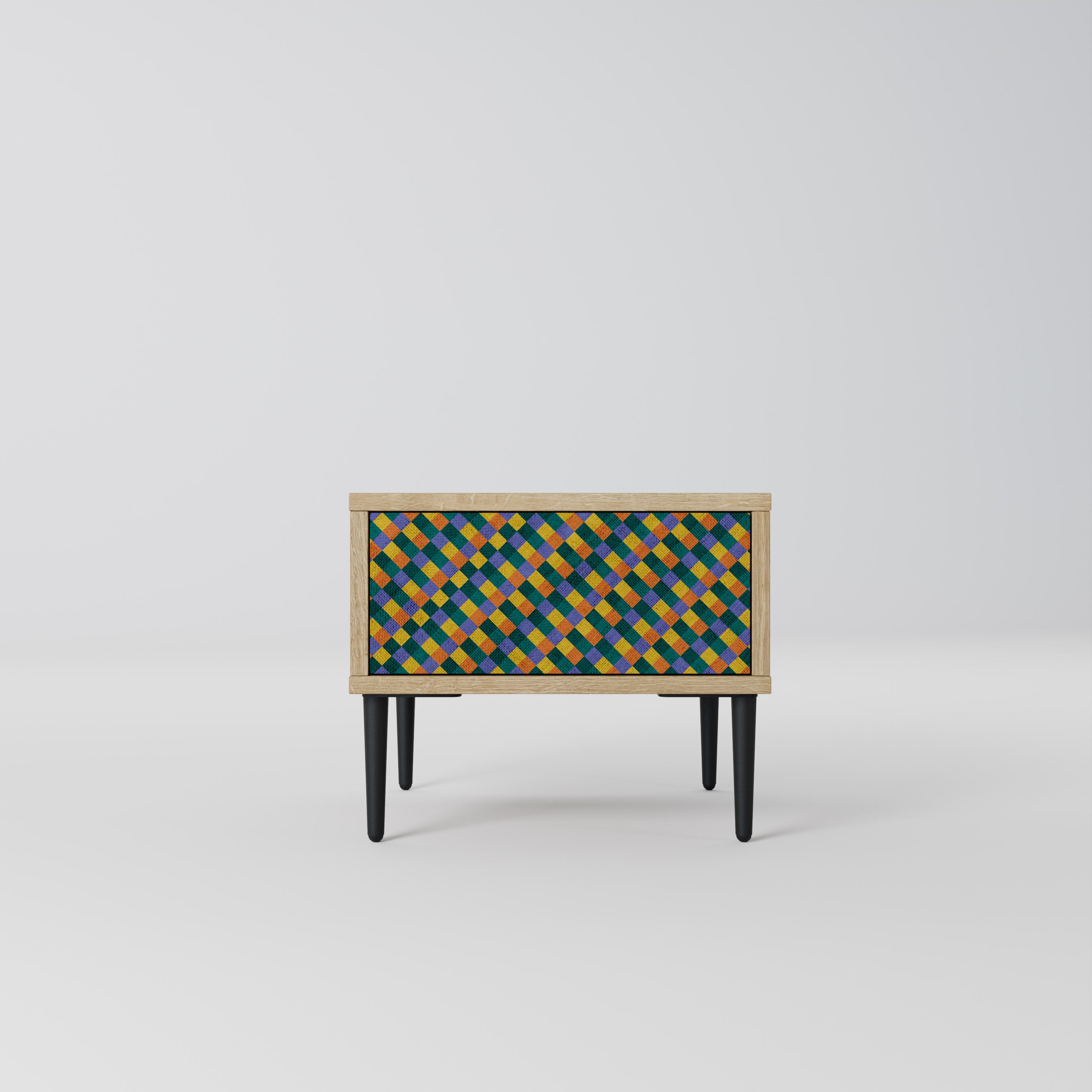 PAINTED SQUARES MIX Nattduksbord i ekeffekt