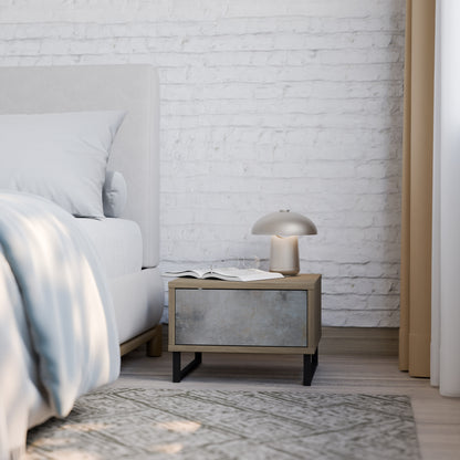 CONCRETE WALL Nightstand in Oak Effect