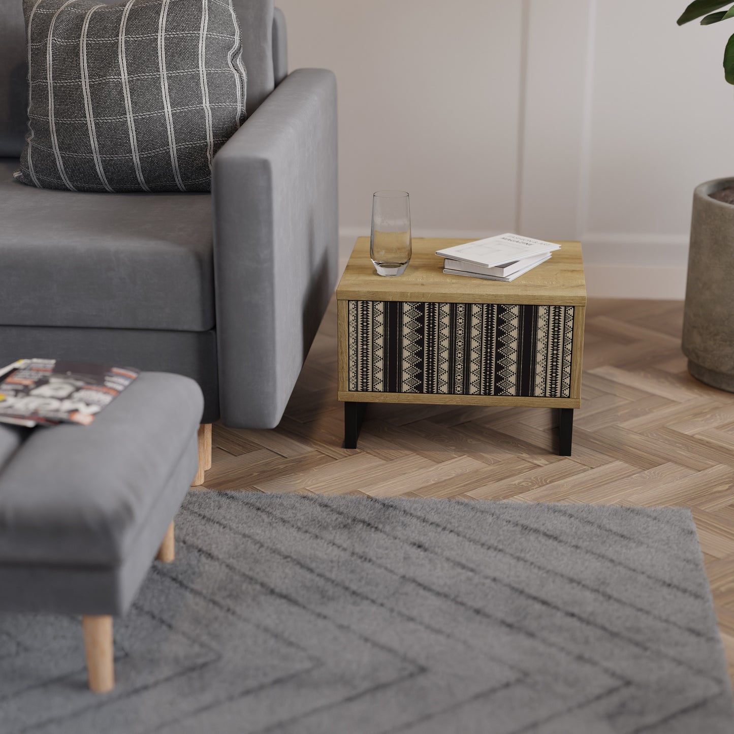 AZTEC Nattduksbord i ekeffekt
