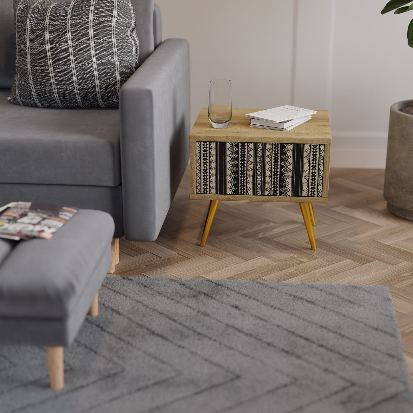 AZTEC Nattduksbord i ekeffekt