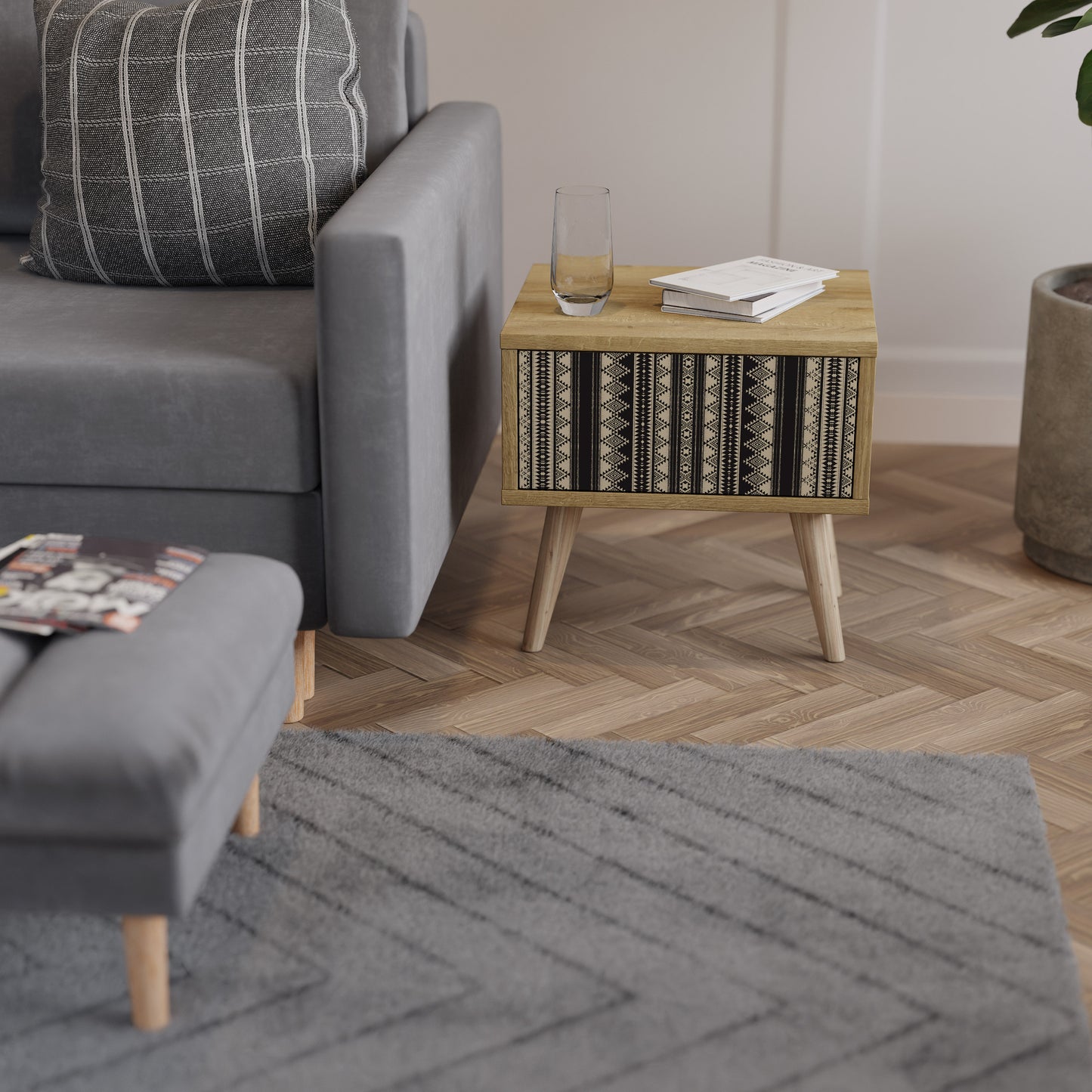 AZTEC Nattduksbord i ekeffekt