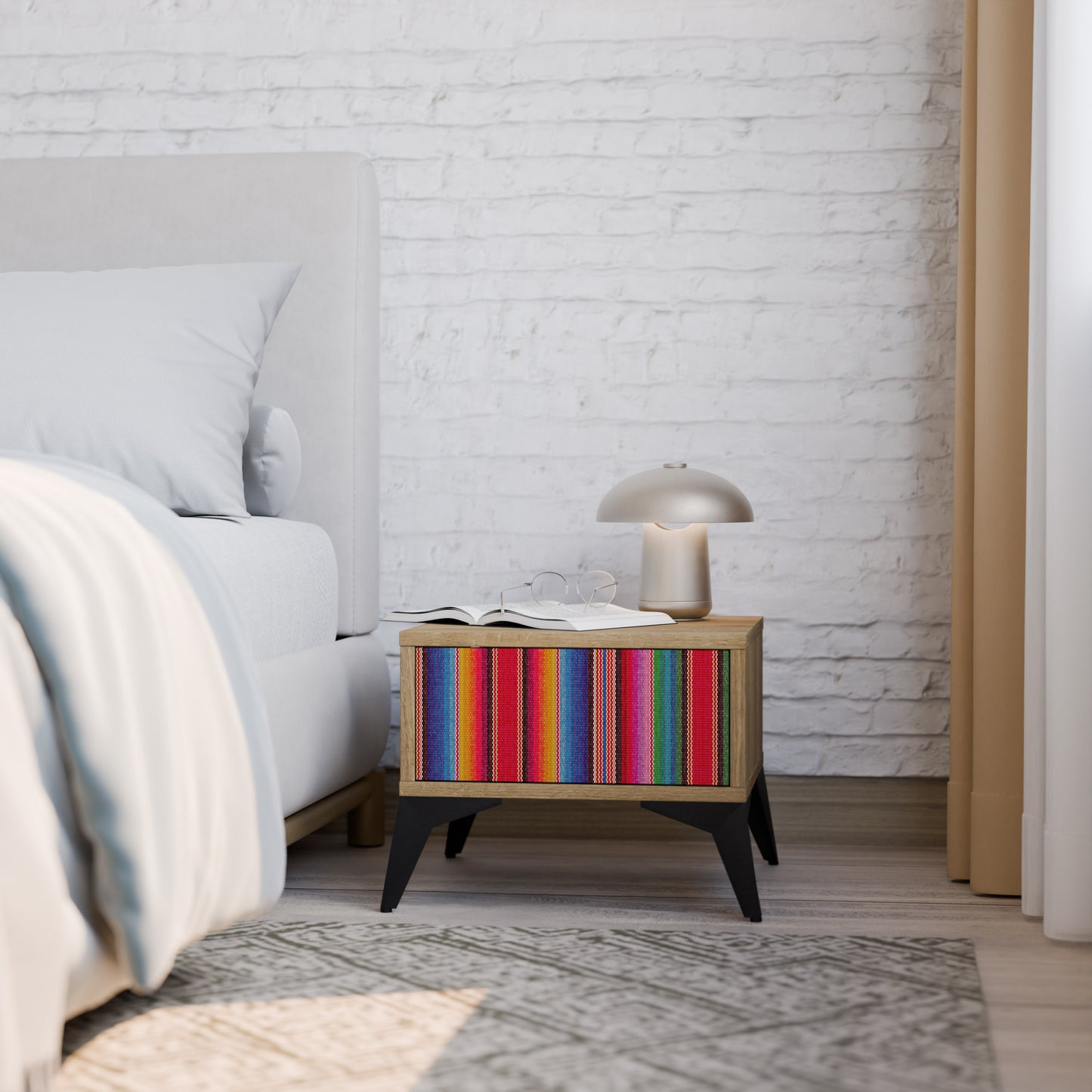 ETHNIC MEXICAN Nightstand in Oak Effect