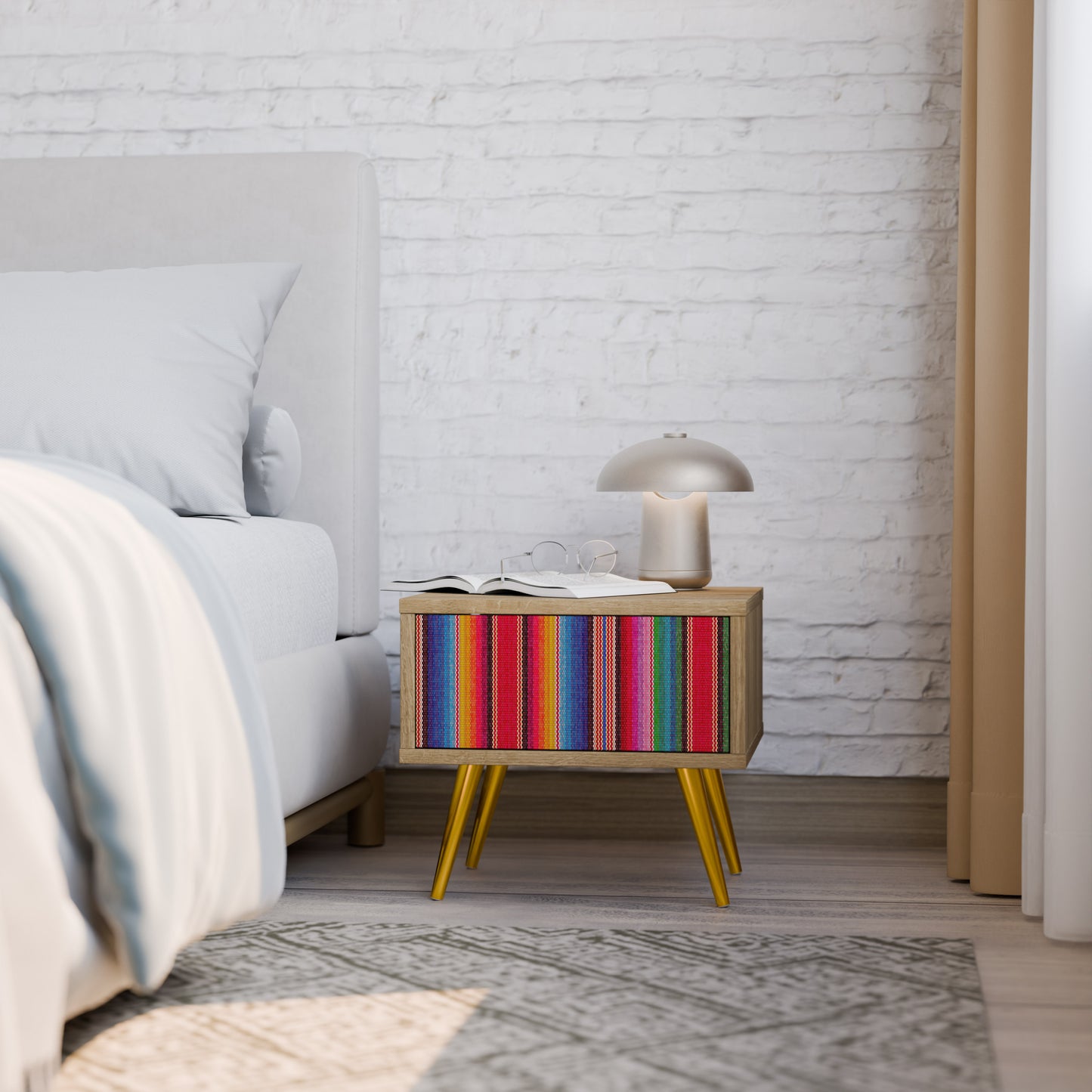 ETHNIC MEXICAN Nightstand in Oak Effect
