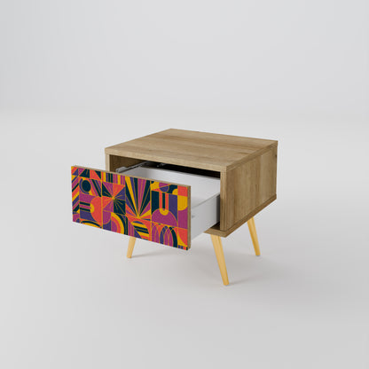 ELECTRIC PATTERNS Nightstand in Oak Effect