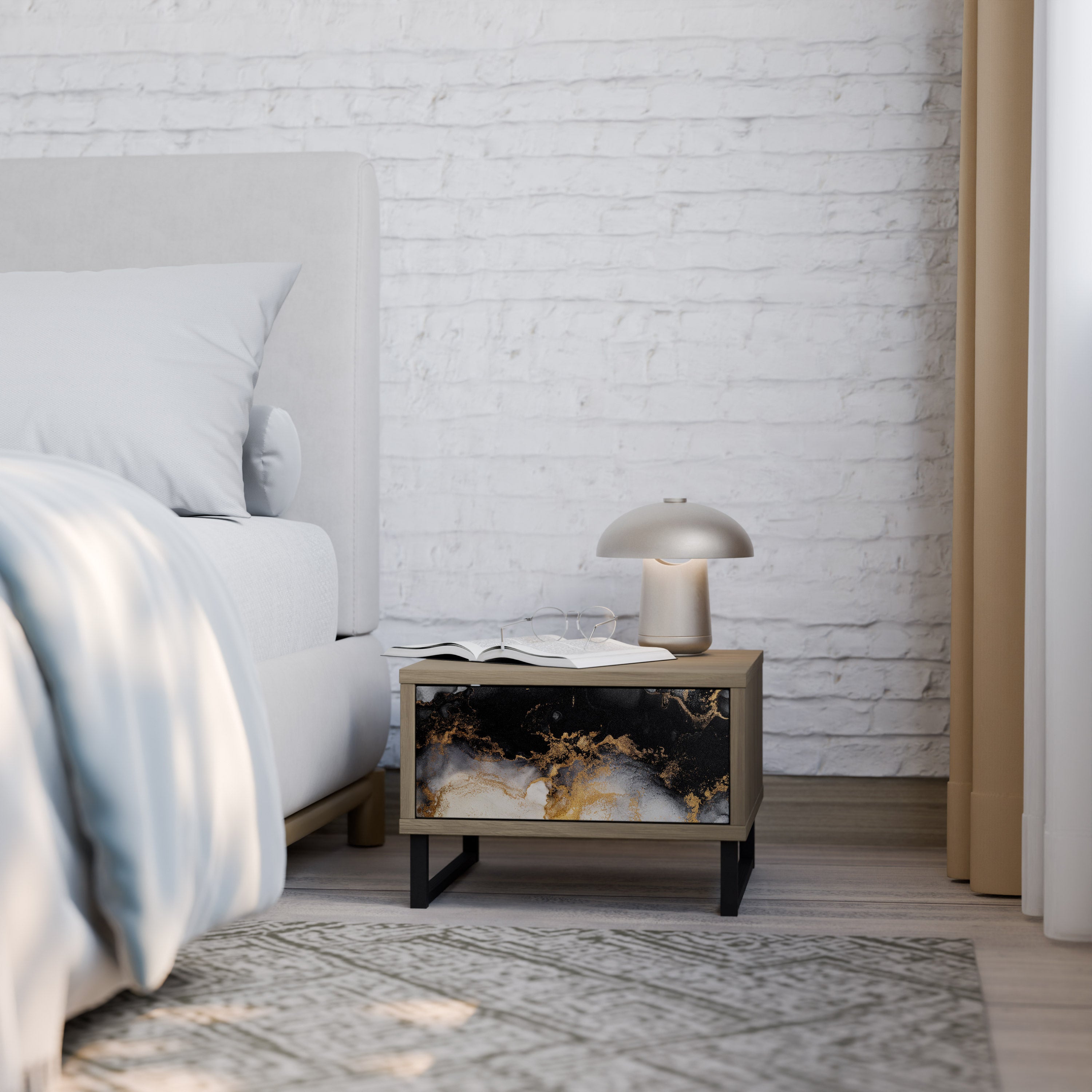 MARBLE OF MORGEN Nattduksbord i Oak Effect