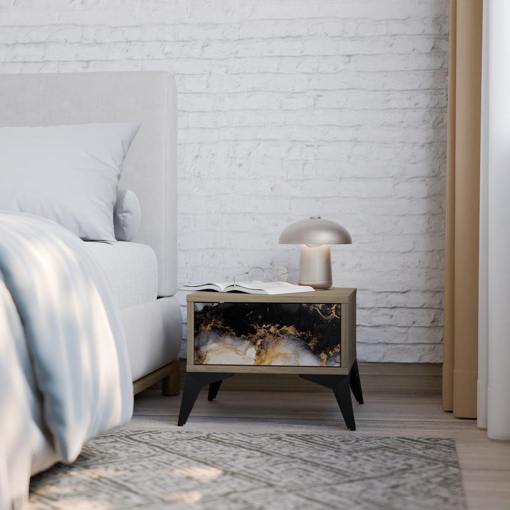 MARBLE OF MORGEN Nattduksbord i Oak Effect