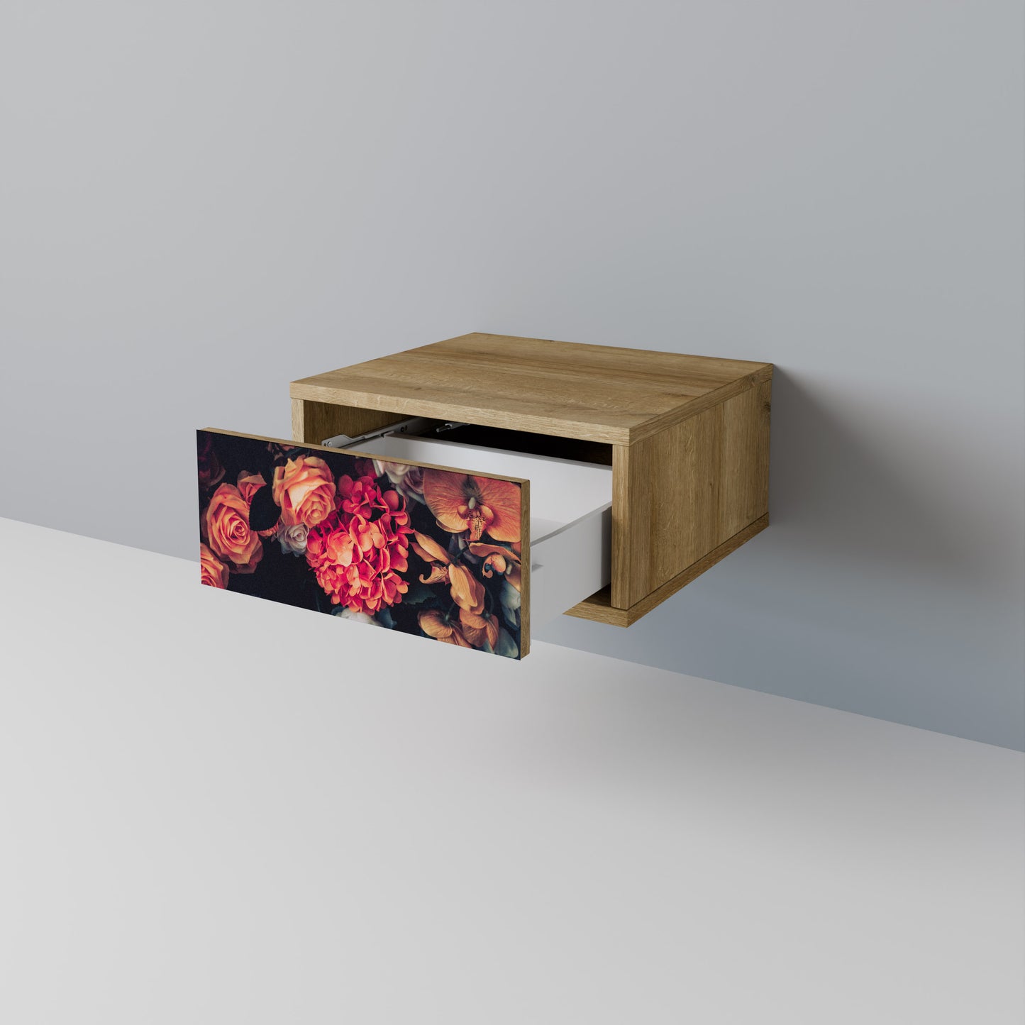 NEVERENDING BLOOM Nightstand in Oak Effect
