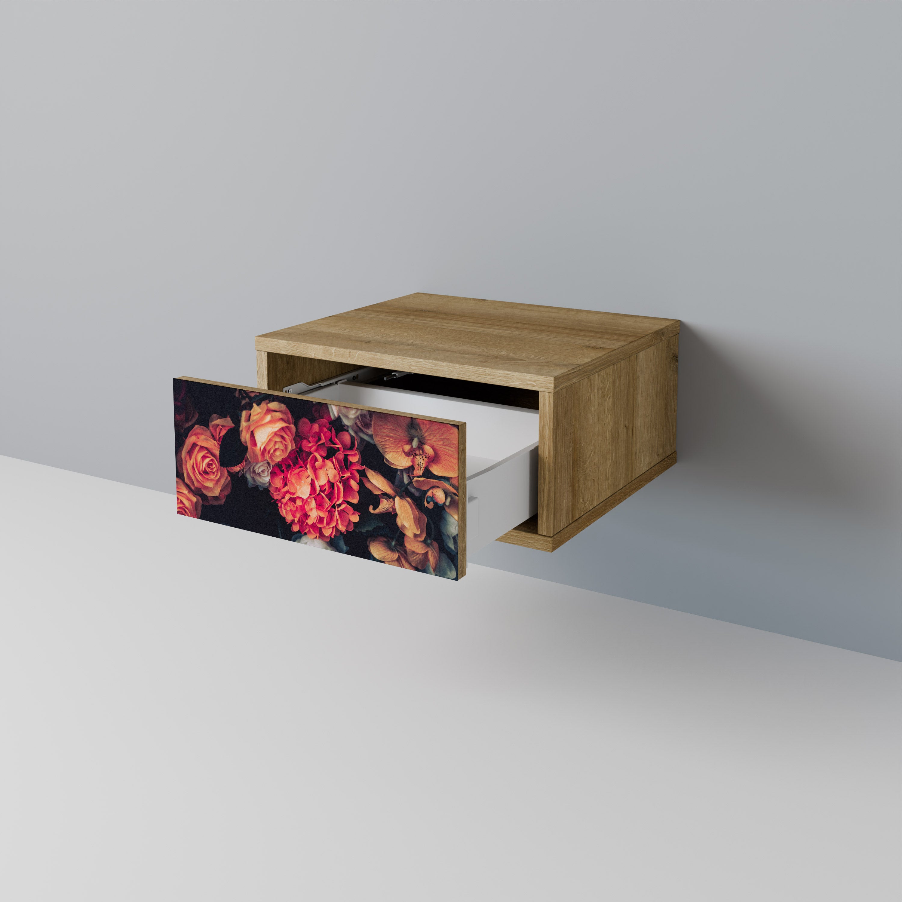 NEVERENDING BLOOM Nattduksbord i Oak Effect