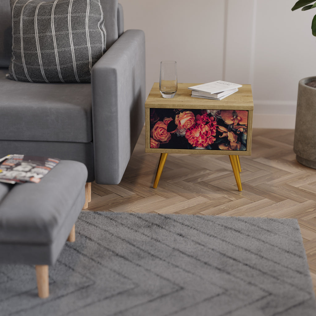 NEVERENDING BLOOM Nattduksbord i Oak Effect