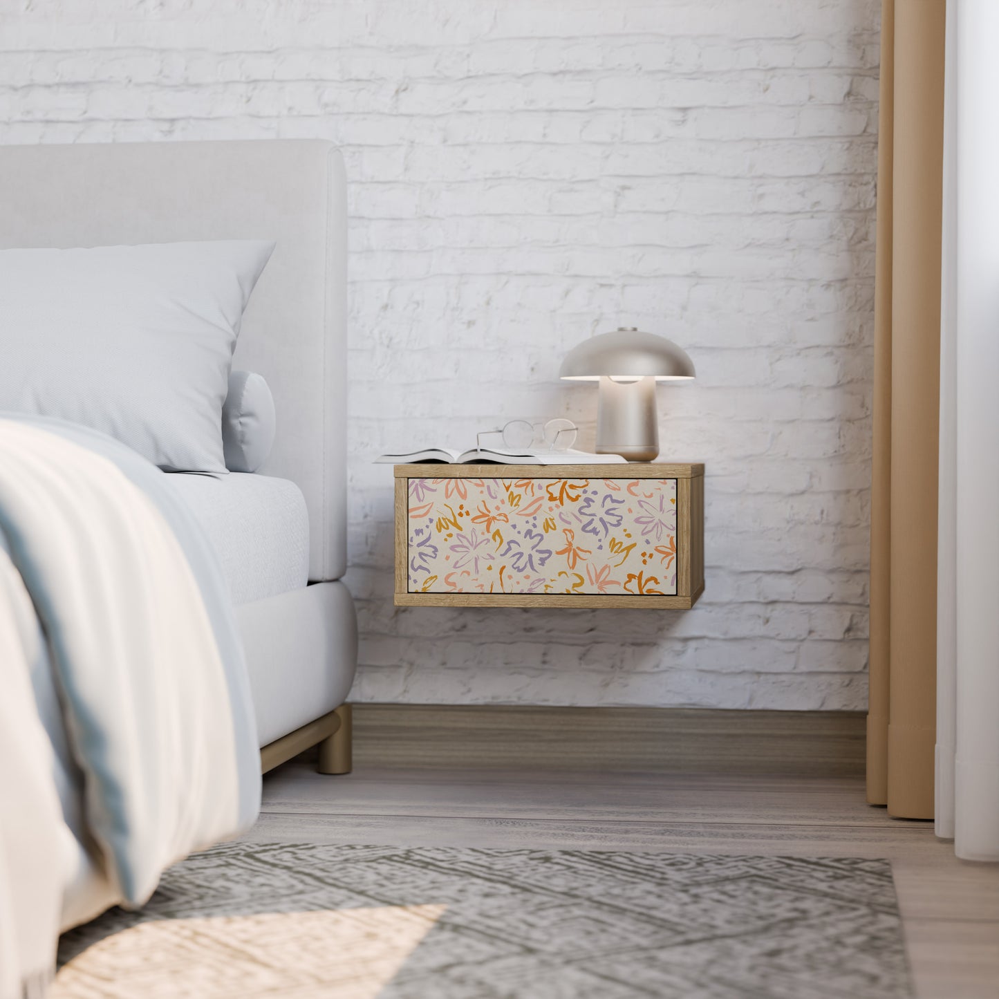 SPRING WHIMSY Nattduksbord i ekeffekt