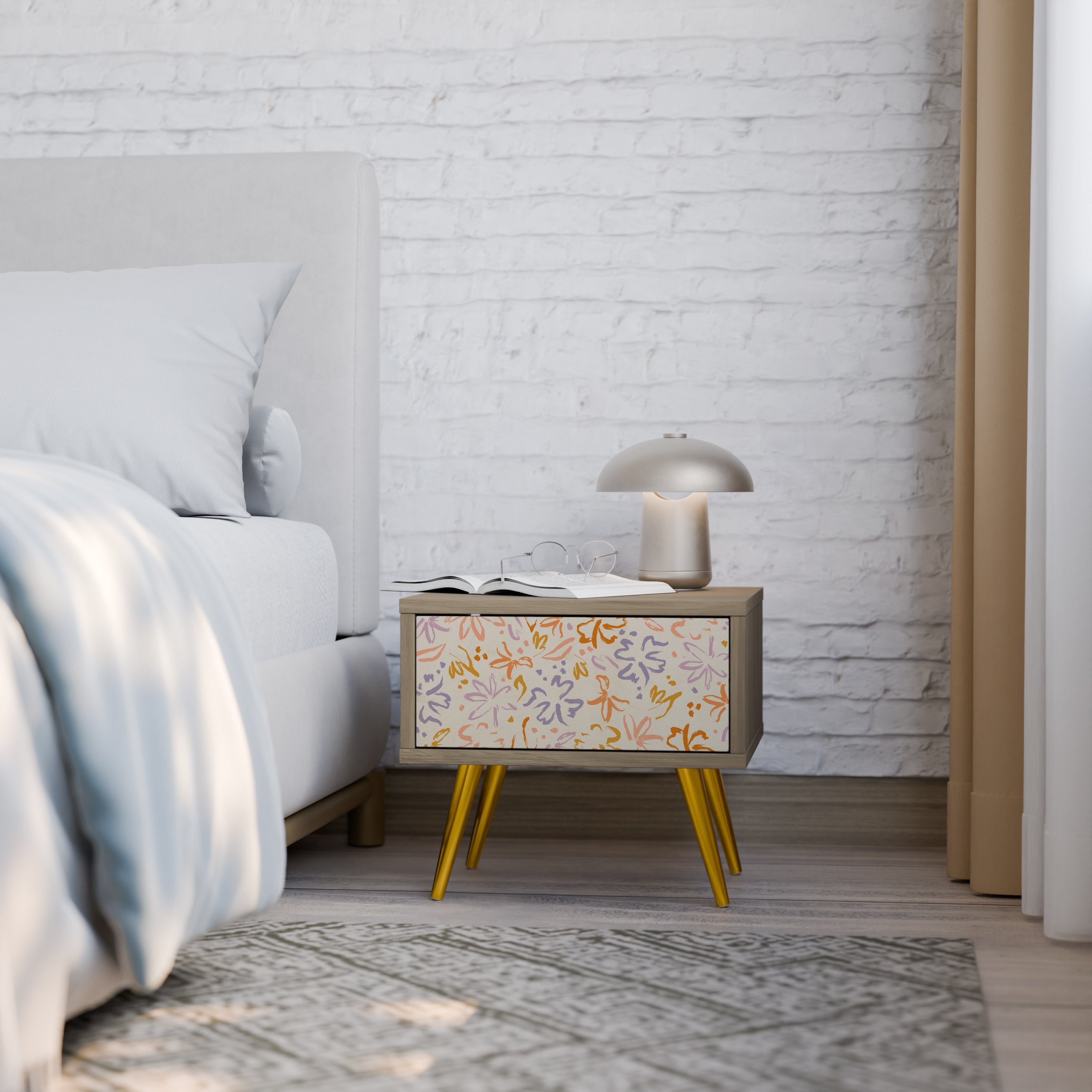 SPRING WHIMSY Nattduksbord i ekeffekt