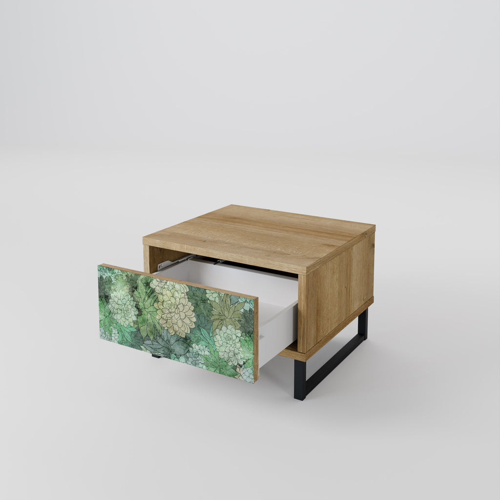 SUCCULENT CLUSTER Nattduksbord i ekeffekt