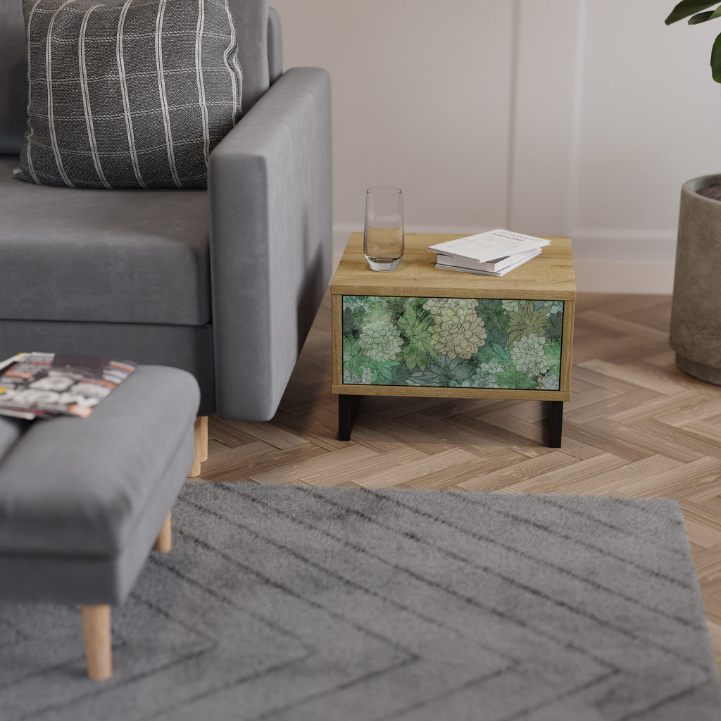 SUCCULENT CLUSTER Nattduksbord i ekeffekt