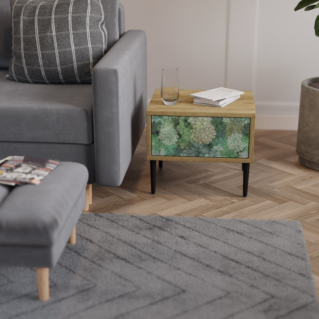 SUCCULENT CLUSTER Nattduksbord i ekeffekt