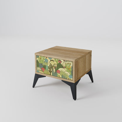 SUCCULENTS KALEIDOSCOPE Nightstand in Oak Effect