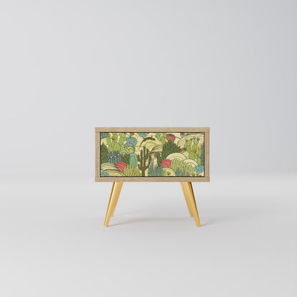 SUCCULENTS KALEIDOSCOPE Nightstand in Oak Effect
