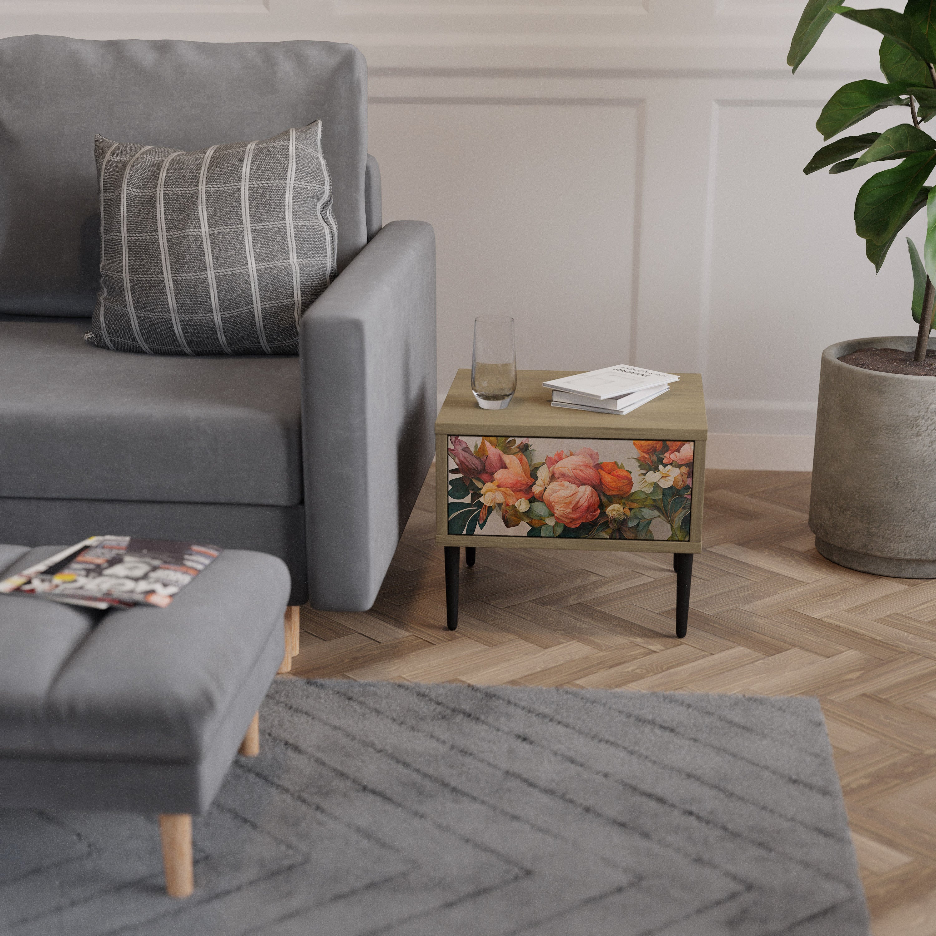 STYLISH BEAUTY Nattduksbord i Oak Effect