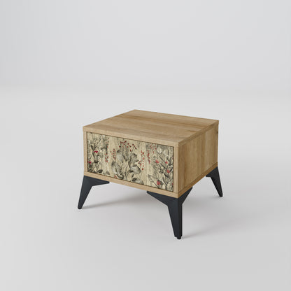 HERBAL GRACE Nightstand in Oak Effect