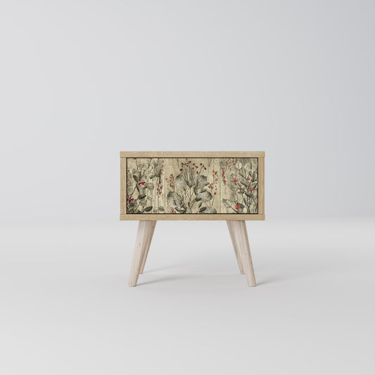 HERBAL GRACE Nightstand in Oak Effect