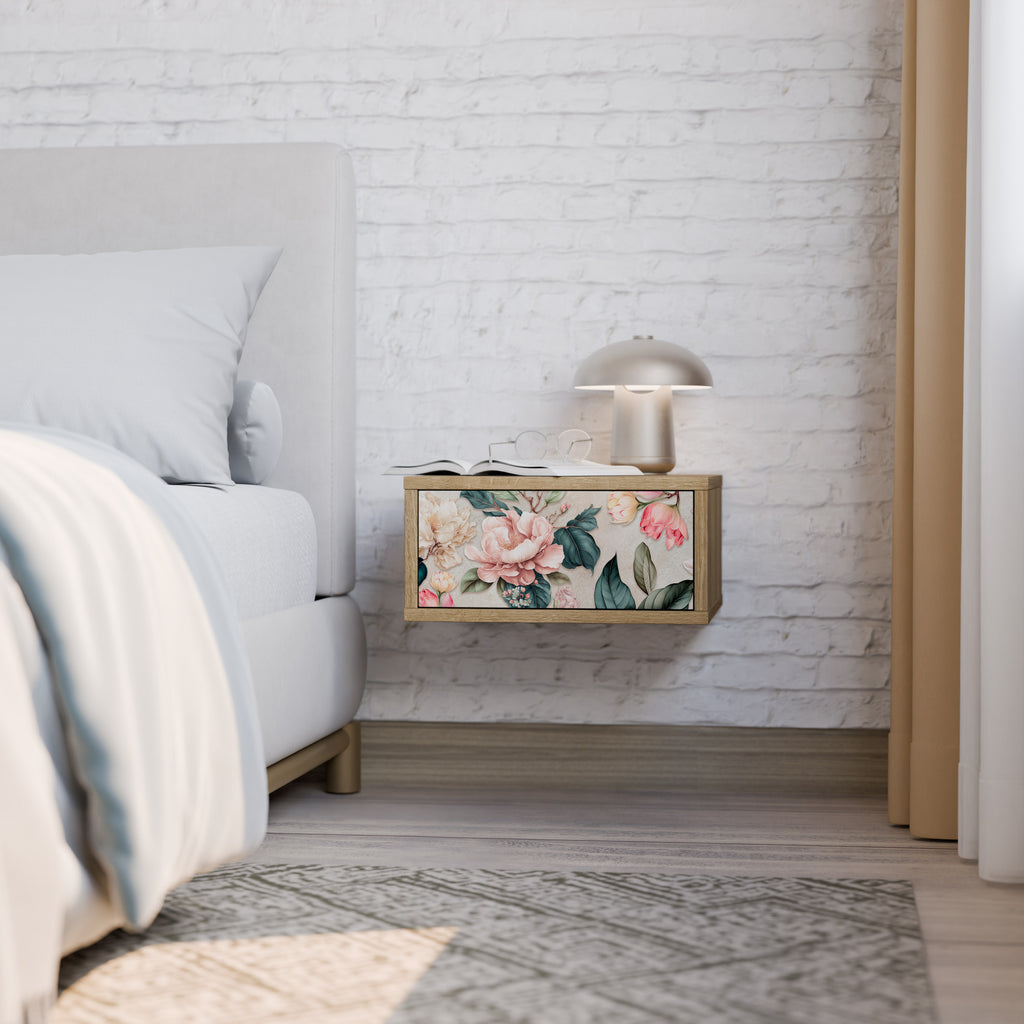 FLORAL GRACE Nattduksbord i ekeffekt