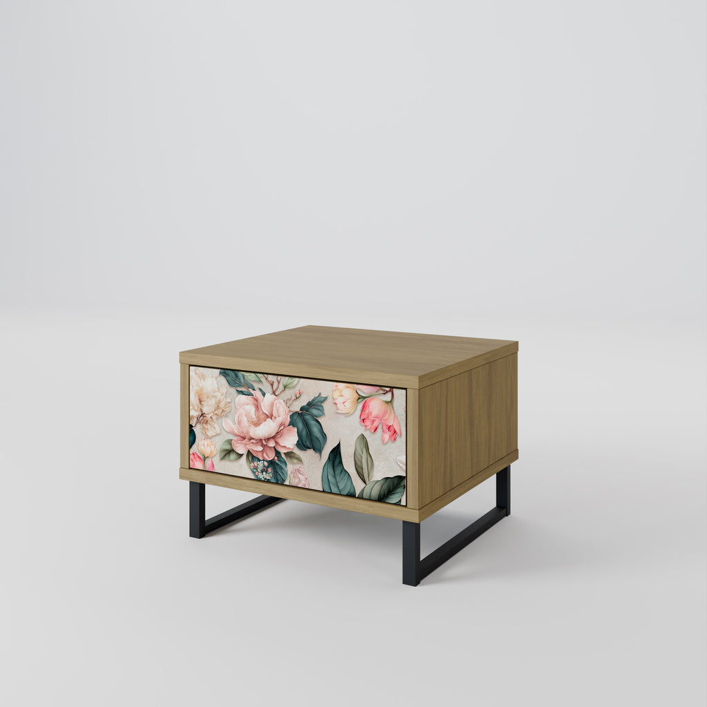 FLORAL GRACE Nattduksbord i ekeffekt