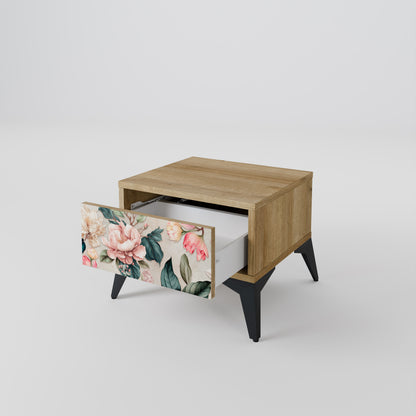 FLORAL GRACE Nattduksbord i ekeffekt