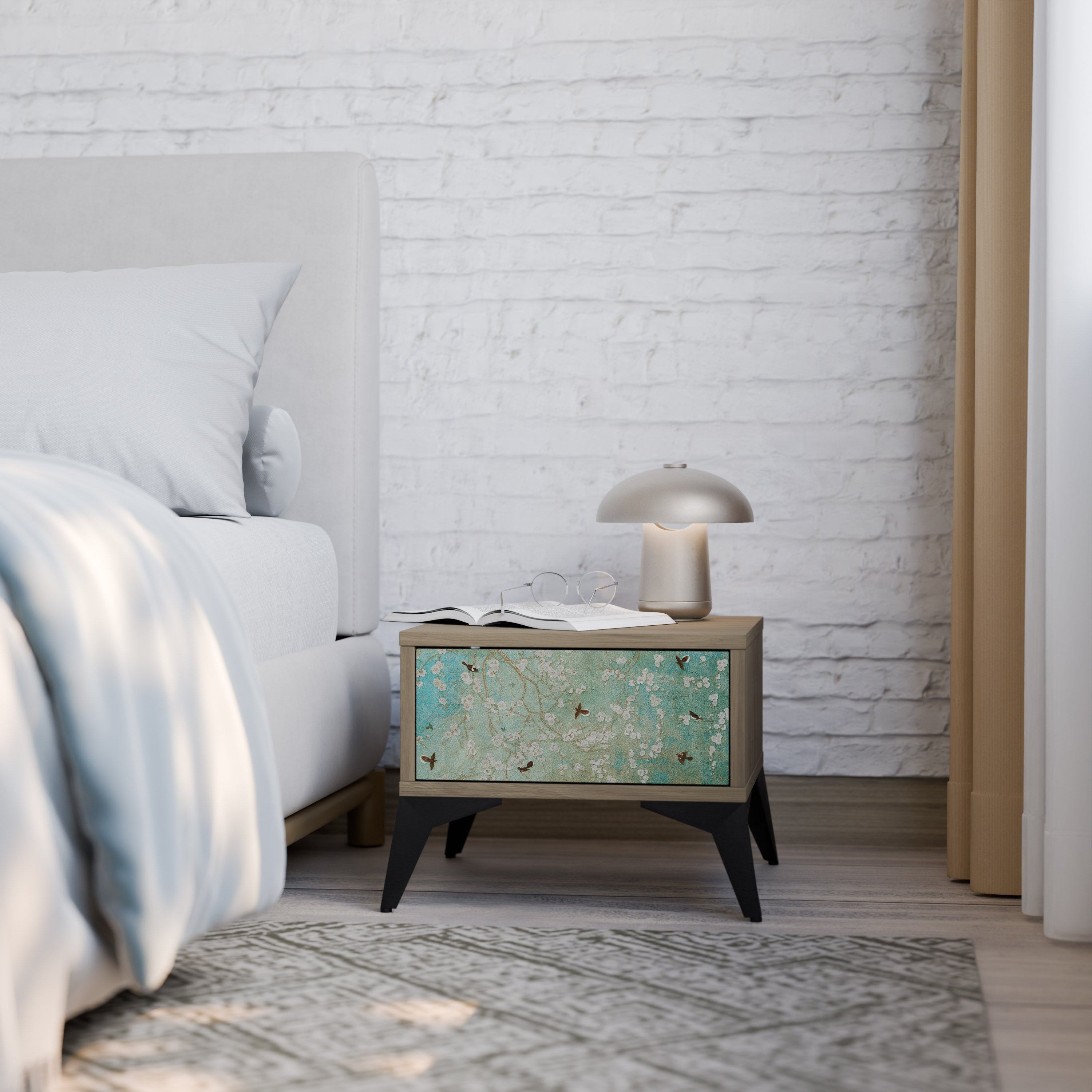 BLOOMING CHARM Nattduksbord i ekeffekt