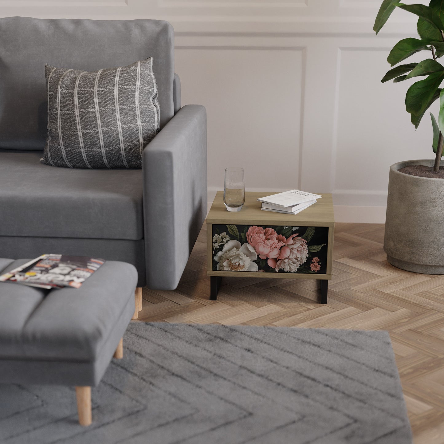 LUSH ELEGANCE Nattduksbord i ekeffekt