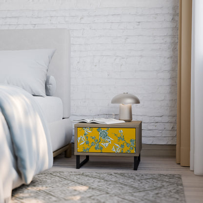 YELLOW CHINOISERIE Nightstand in Oak Effect