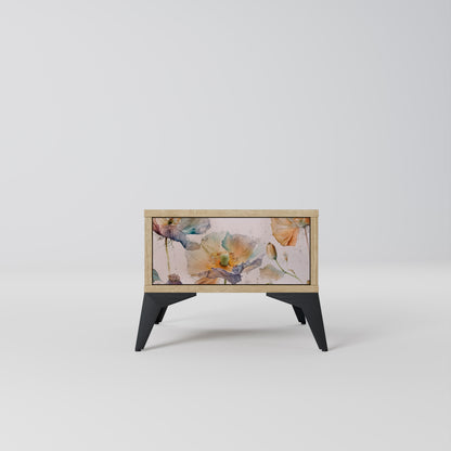 SOFTEN POPPY Nightstand in Oak Effect