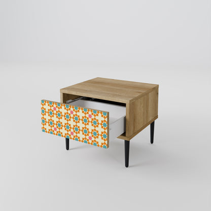 FLORAL DECOR Nightstand in Oak Effect