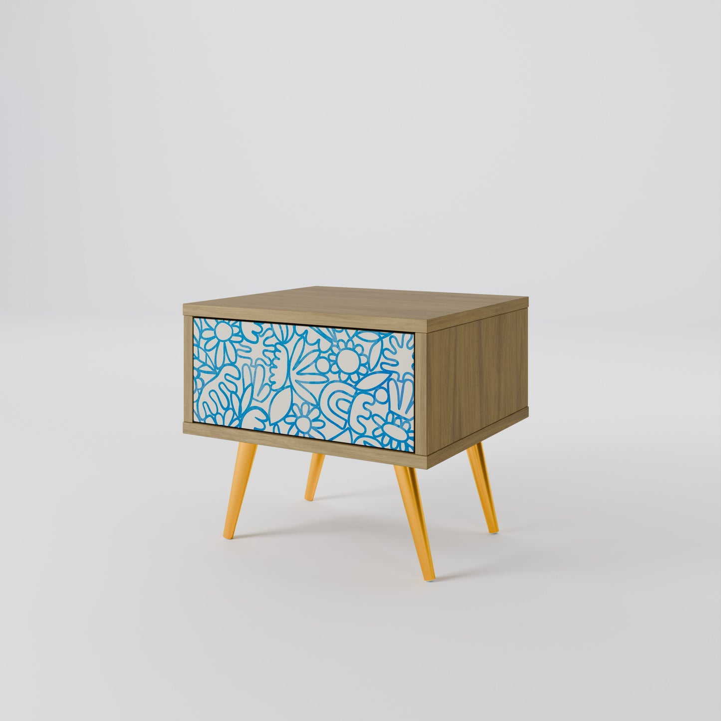 BLOOMY MORNING Nightstand in Oak Effect