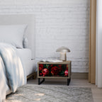 DAHLIA OCH GRATÄPPLÄN Nattduksbord i ekeffekt