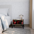 DAHLIA OCH GRATÄPPLÄN Nattduksbord i ekeffekt