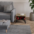 DAHLIA OCH GRATÄPPLÄN Nattduksbord i ekeffekt