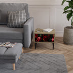 DAHLIA OCH GRATÄPPLÄN Nattduksbord i ekeffekt