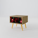 DAHLIA OCH GRATÄPPLÄN Nattduksbord i ekeffekt