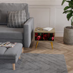 DAHLIA OCH GRATÄPPLÄN Nattduksbord i ekeffekt