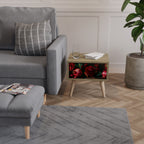 DAHLIA OCH GRATÄPPLÄN Nattduksbord i ekeffekt