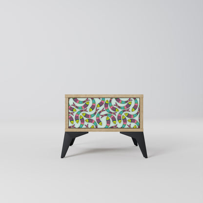INDIAN FISH Nightstand in Oak Effect