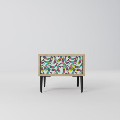 INDIAN FISH Nightstand in Oak Effect