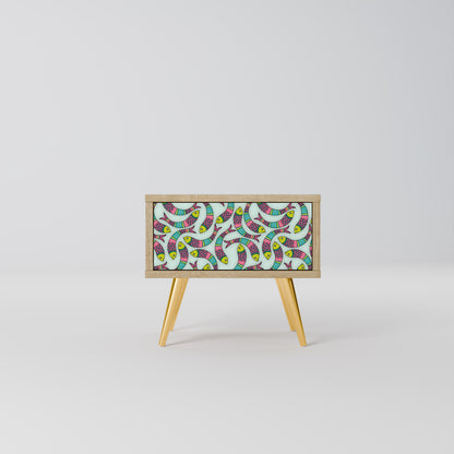INDIAN FISH Nightstand in Oak Effect