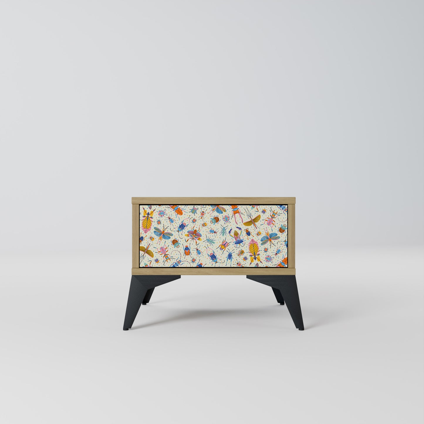 COLORFUL INSECTS Nightstand in Oak Effect