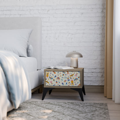 COLORFUL INSECTS Nightstand in Oak Effect