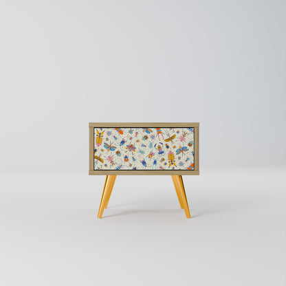 COLORFUL INSECTS Nightstand in Oak Effect