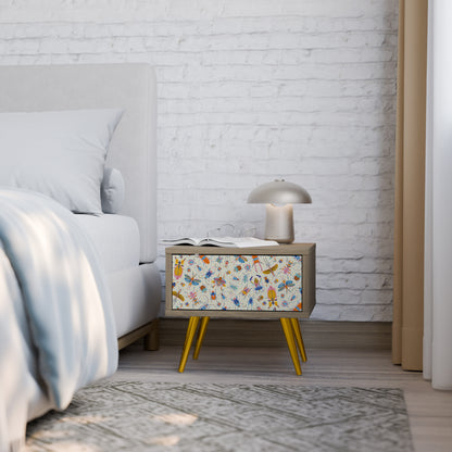 COLORFUL INSECTS Nightstand in Oak Effect