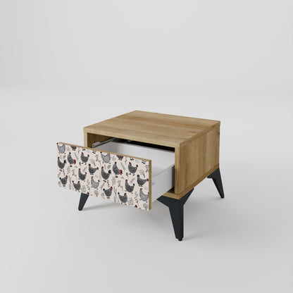HAPPY HENS Nattduksbord i Oak Effect