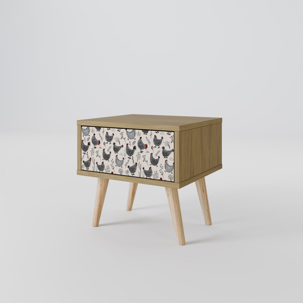 HAPPY HENS Nattduksbord i Oak Effect